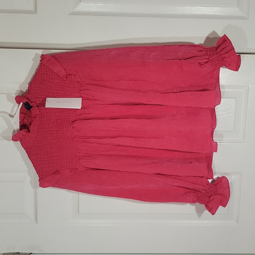 Franch Conections long sleeve Virtual Pink, Boza Crinkle LS Smocked top,…